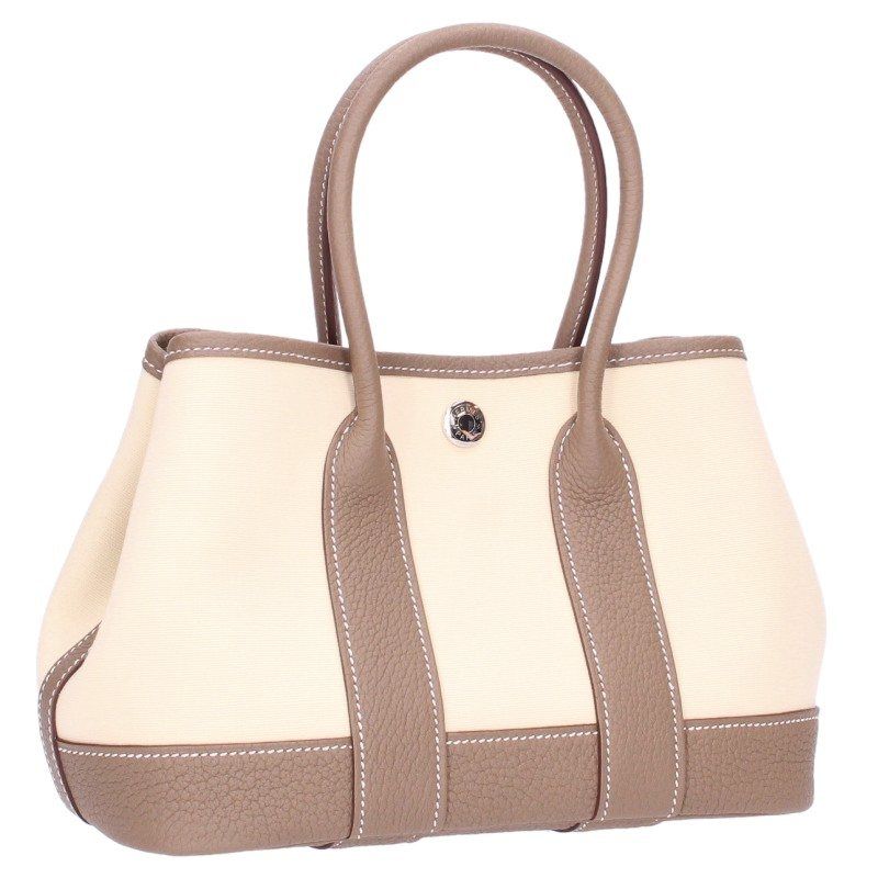 Hermes Neo Garden Party Silver Negonda Toile Vanilla Etoupe Handbag 23 — view 2