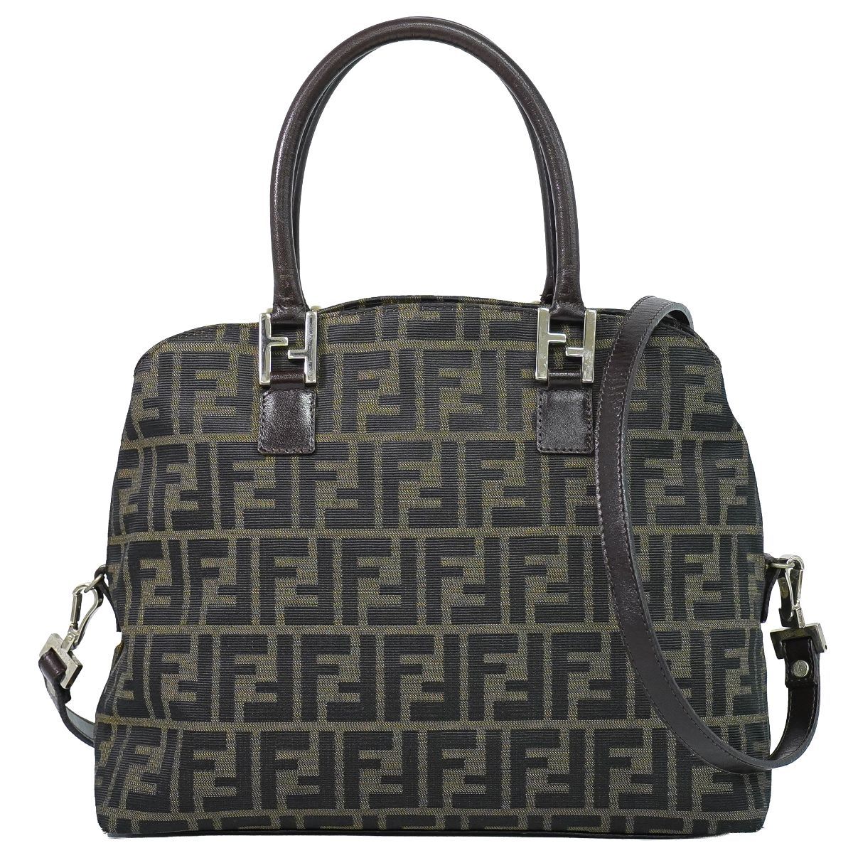 Fendi Zucca 2-Way Shoulder Bag Pochette Canvas Brown