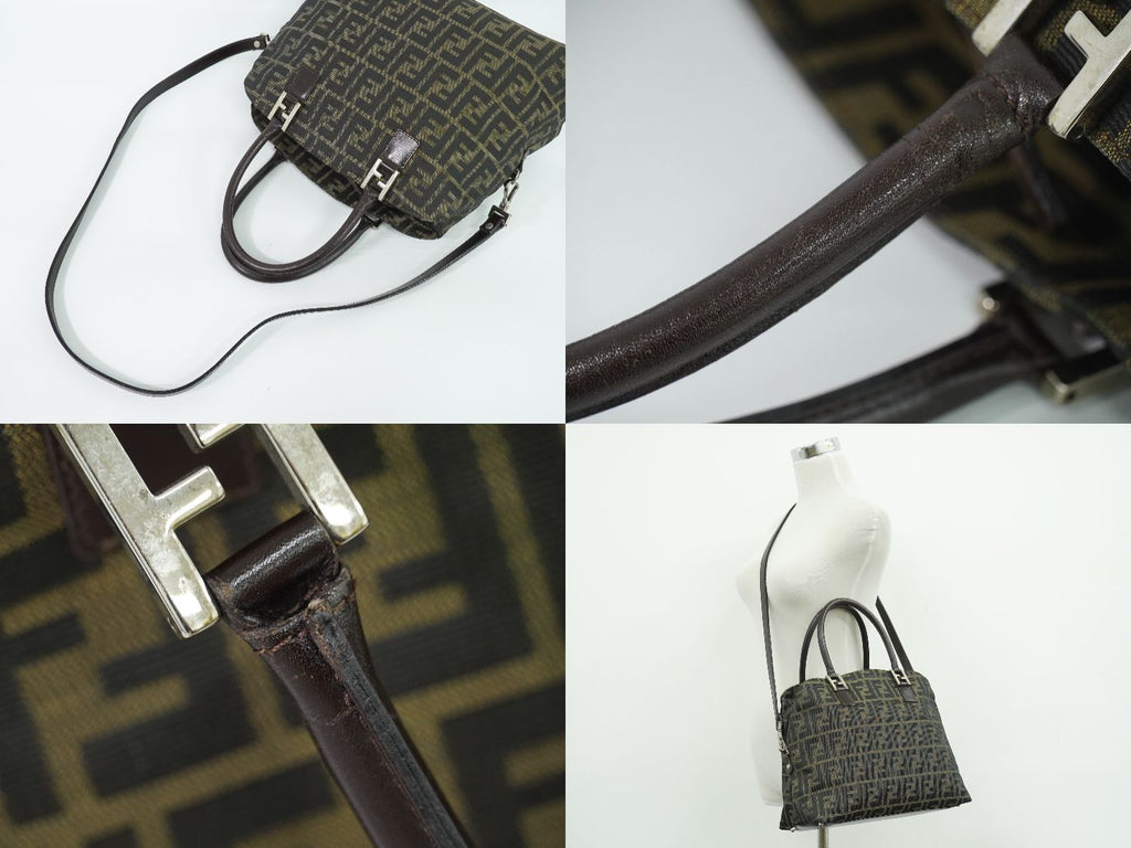 Fendi Zucca 2-Way Shoulder Bag Pochette Canvas Brown — view 6
