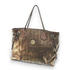Celine Tote Bag Stripe Blanc Leather