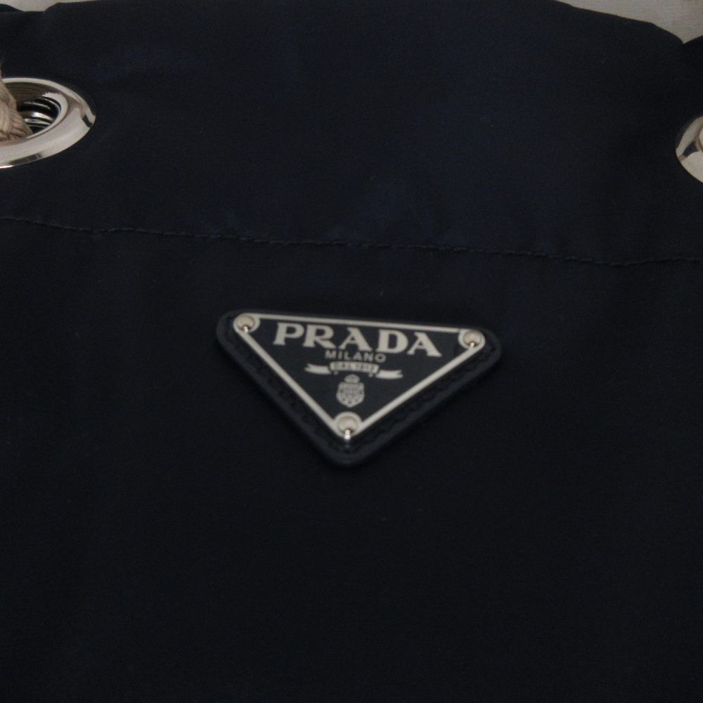 Prada Mariner Small Re-Nylon Bucket Bag Triangular Plate Paneled Design Rope — view 8