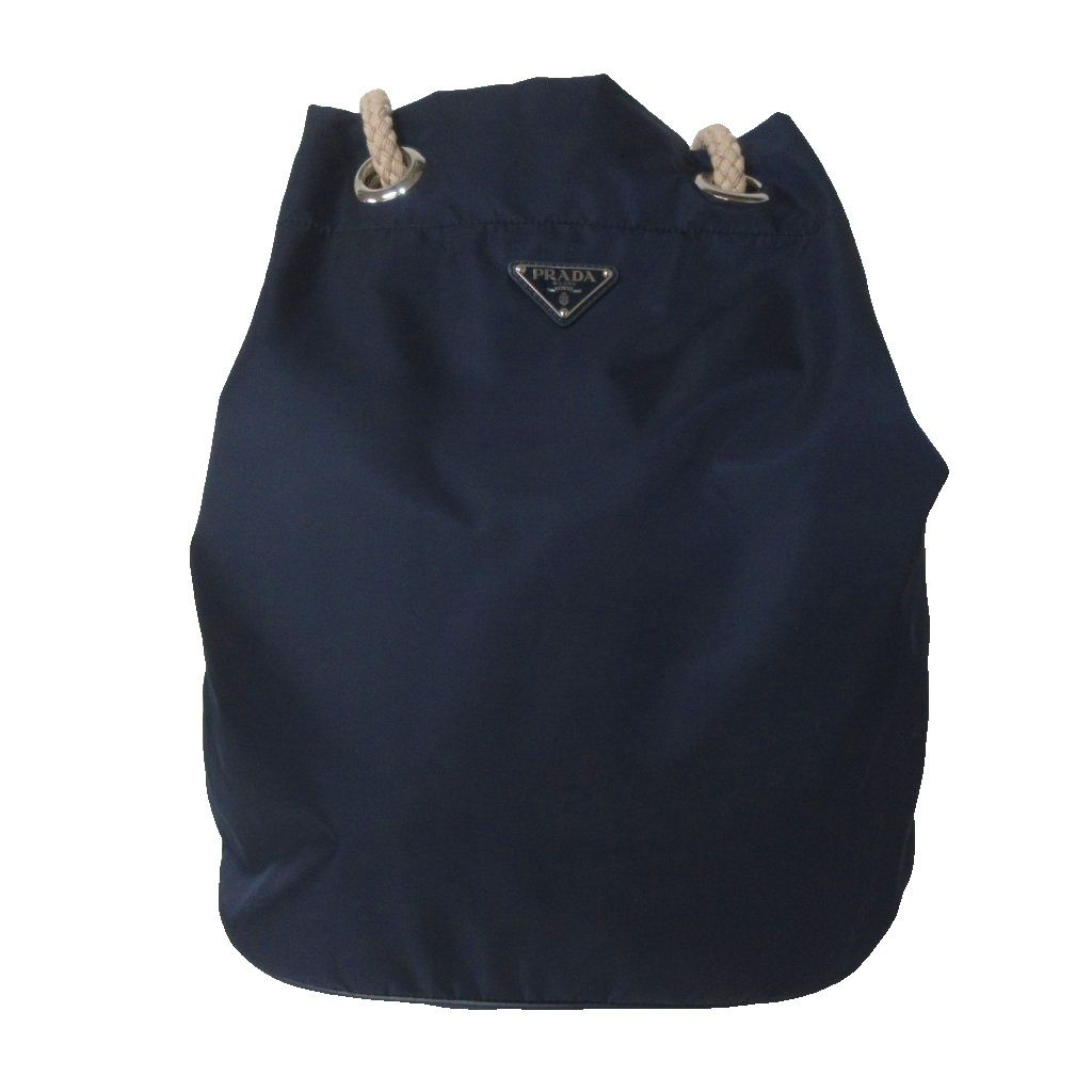 Prada Mariner Small Re-Nylon Bucket Bag Triangular Plate Paneled Design Rope