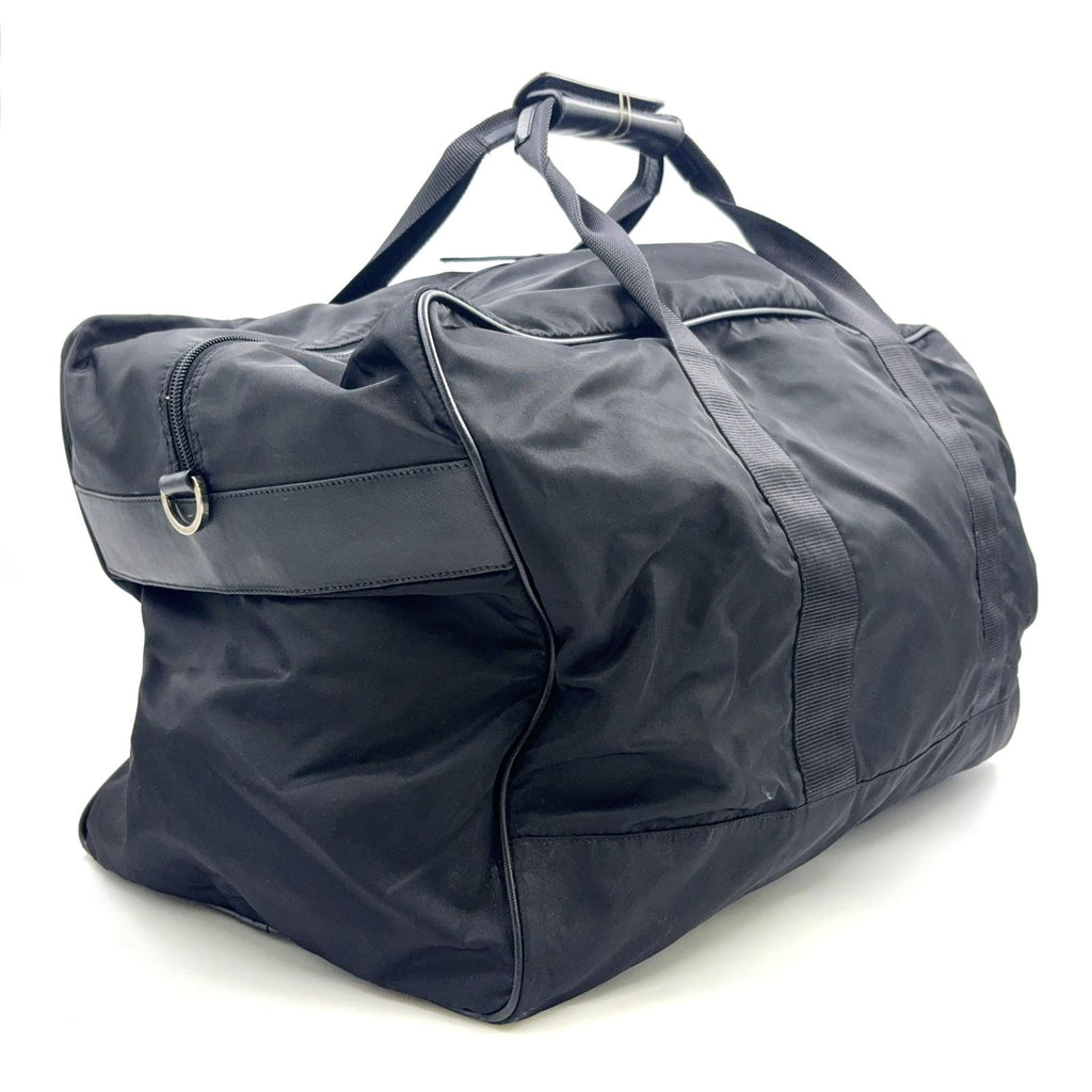 Prada Tessuto Nylon Leather Black Boston Bag Silver — view 2