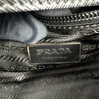 Prada Tessuto Nylon Leather Black Boston Bag Silver — view 4