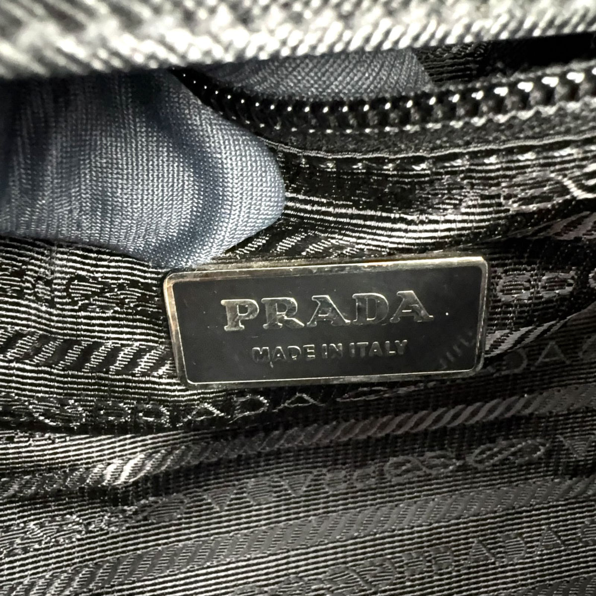 Prada Tessuto Nylon Leather Black Boston Bag Silver — view 4