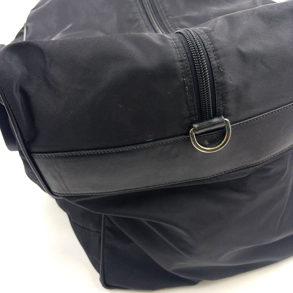 Prada Tessuto Nylon Leather Black Boston Bag Silver — view 7