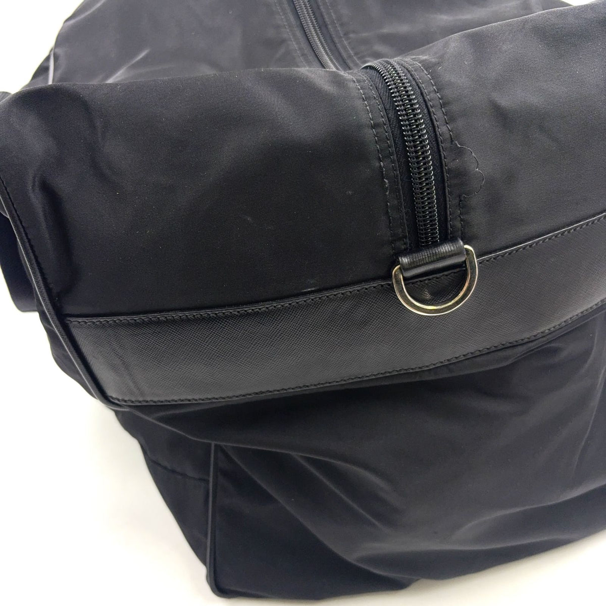 Prada Tessuto Nylon Leather Black Boston Bag Silver — view 7
