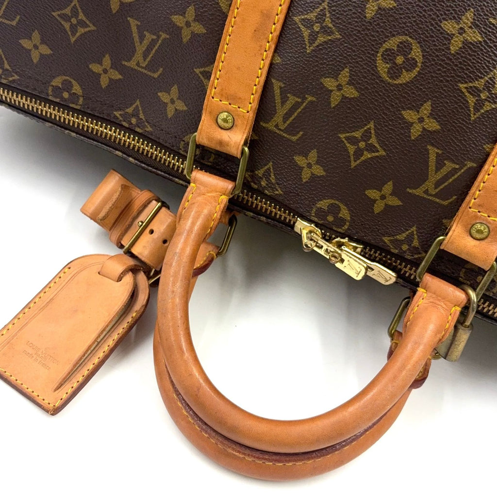 Louis Vuitton Keepall 50 Monogram Leather Brown Boston Bag Gold — view 8