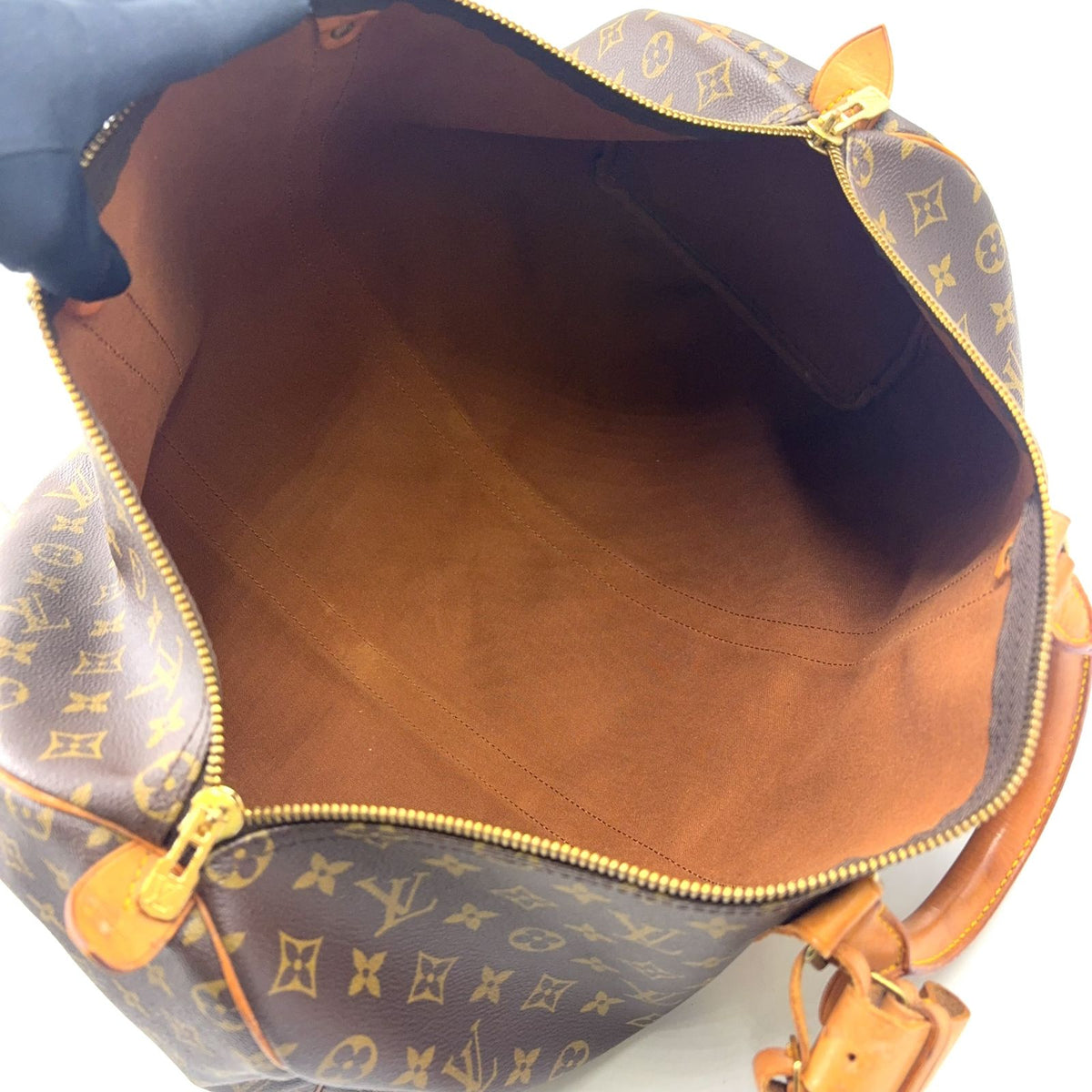 Louis Vuitton Keepall 50 Monogram Leather Brown Boston Bag Gold — view 2