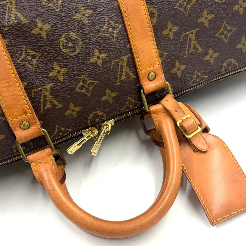 Louis Vuitton Keepall 50 Monogram Leather Brown Boston Bag Gold — view 7