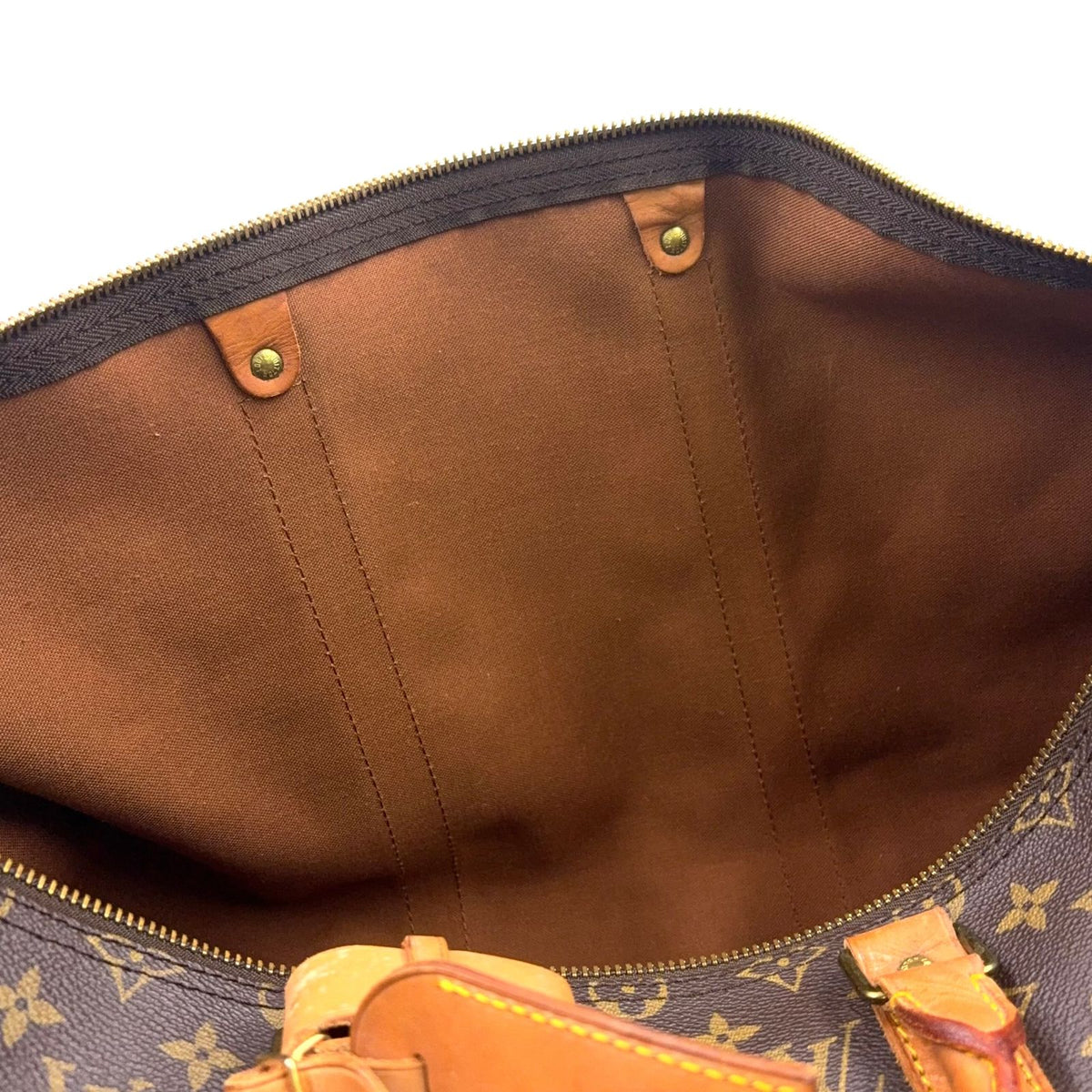 Louis Vuitton Keepall 50 Monogram Leather Brown Boston Bag Gold — view 5