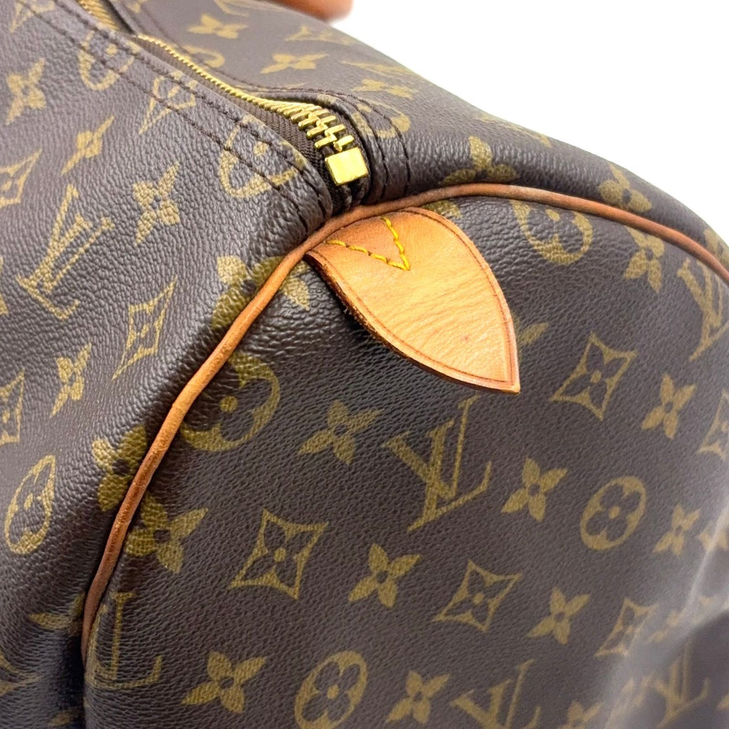 Louis Vuitton Keepall 50 Monogram Leather Brown Boston Bag Gold — view 6