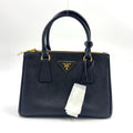 Prada Galleria Saffiano Leather 2-Way Shoulder Black Handbag Gold