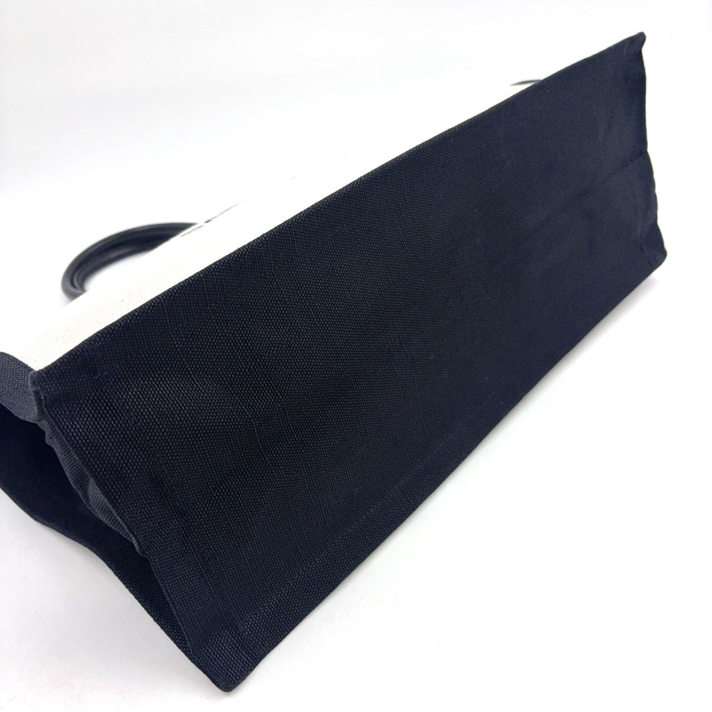 Saint Laurent Paris Rive Gauche Leather Canvas Black Beige Tote Bag Silver — view 8