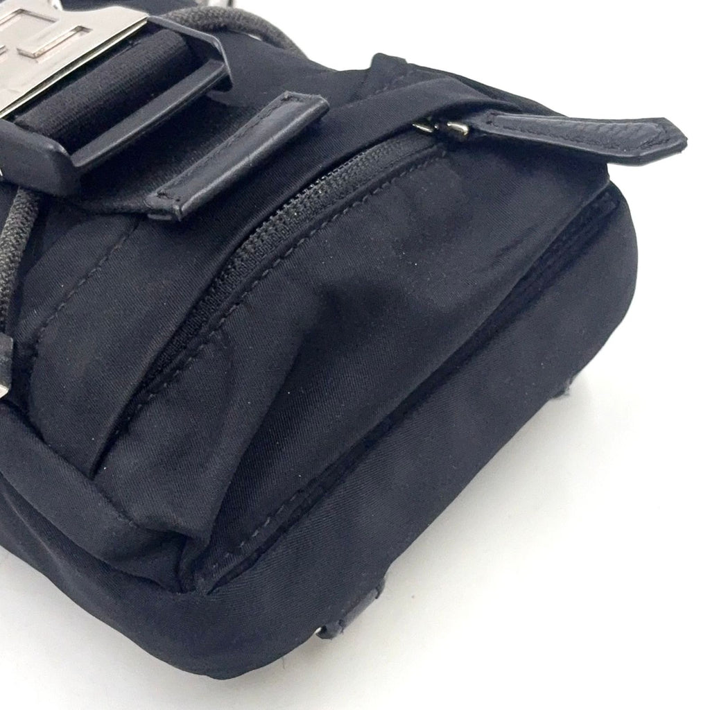 Fendi Ness Mini Leather Nylon Black Shoulder Bag Silver — view 7