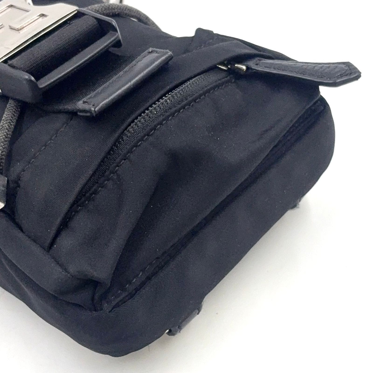 Fendi Ness Mini Leather Nylon Black Shoulder Bag Silver — view 7