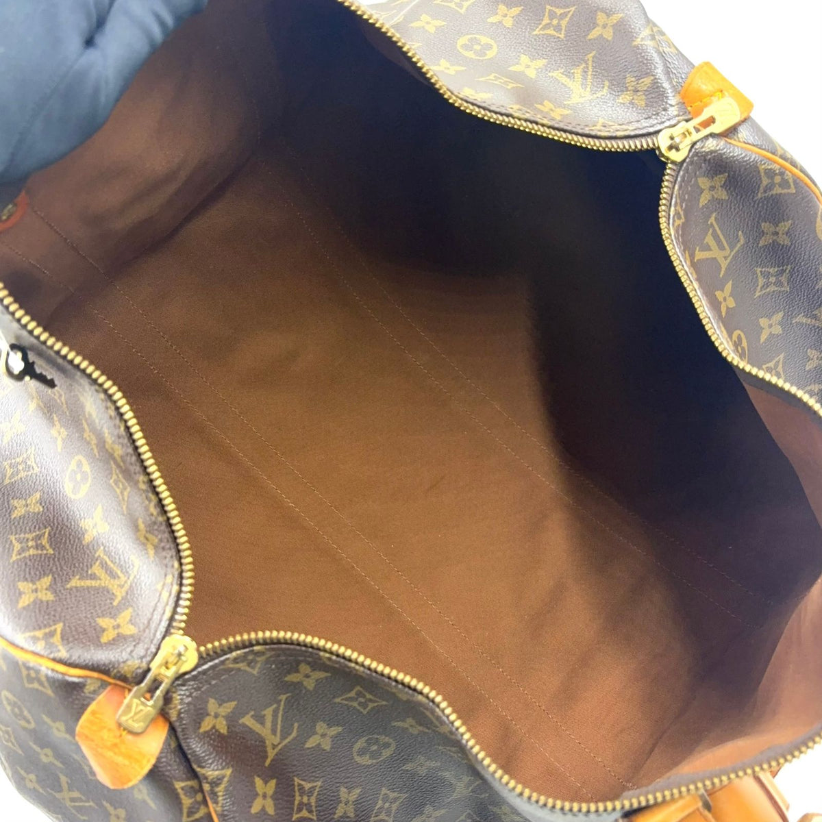 Louis Vuitton Keepall 55 Monogram Leather Brown Boston Bag Gold — view 3