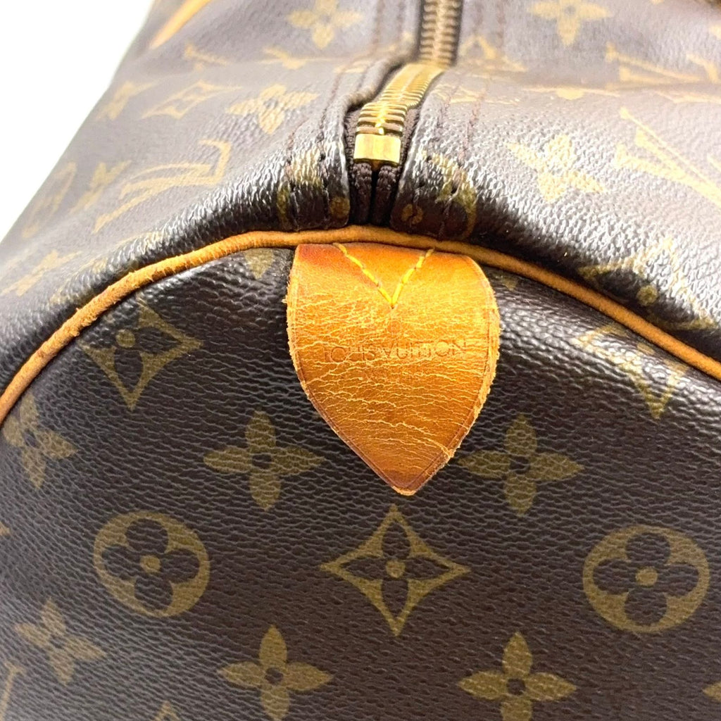 Louis Vuitton Keepall 55 Monogram Leather Brown Boston Bag Gold — view 4