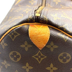 Louis Vuitton Keepall 55 Monogram Leather Brown Boston Bag Gold — view 4