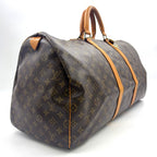 Louis Vuitton Keepall 55 Monogram Leather Brown Boston Bag Gold — view 2
