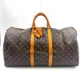 Louis Vuitton Keepall 55 Monogram Leather Brown Boston Bag Gold