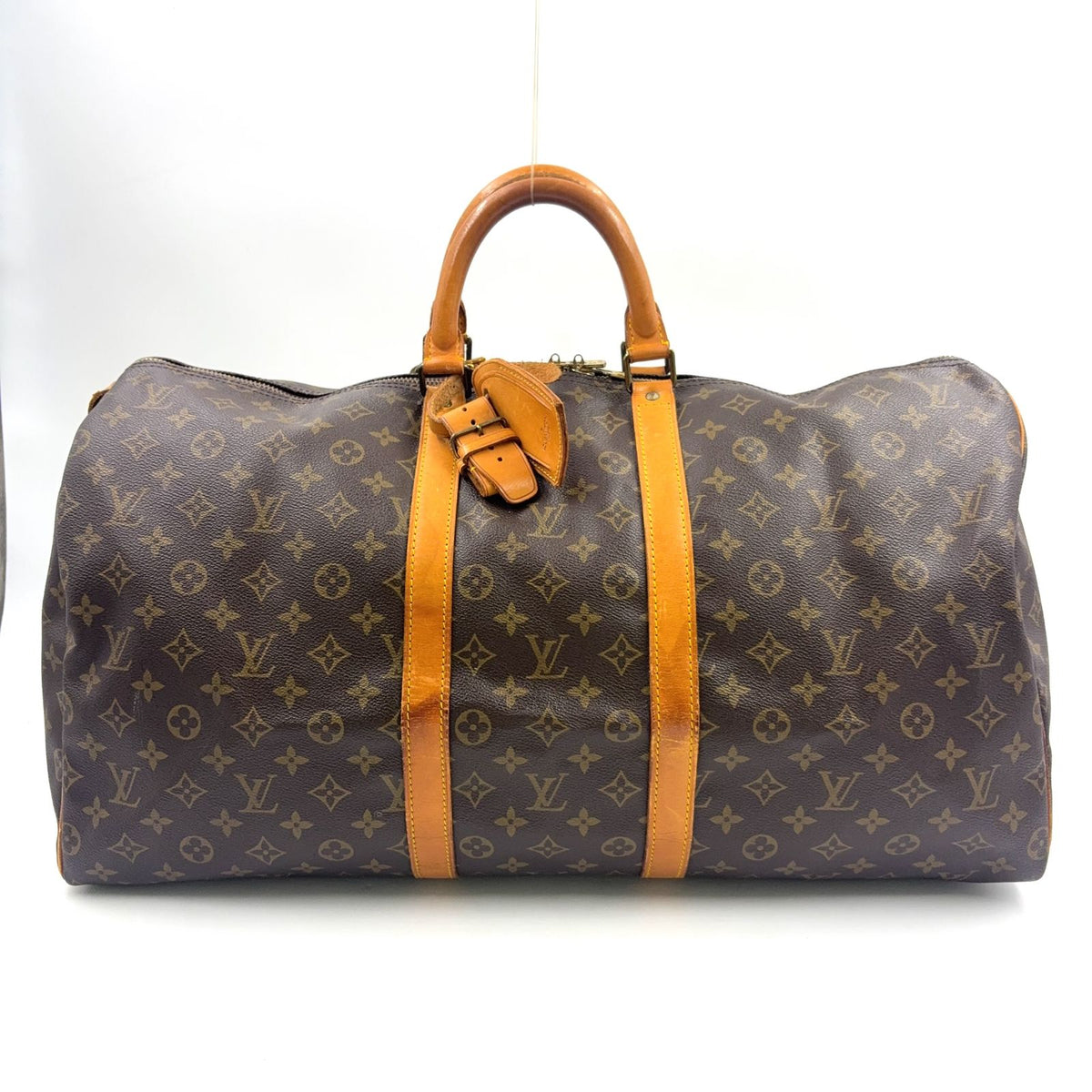 Louis Vuitton Keepall 55 Monogram Leather Brown Boston Bag Gold