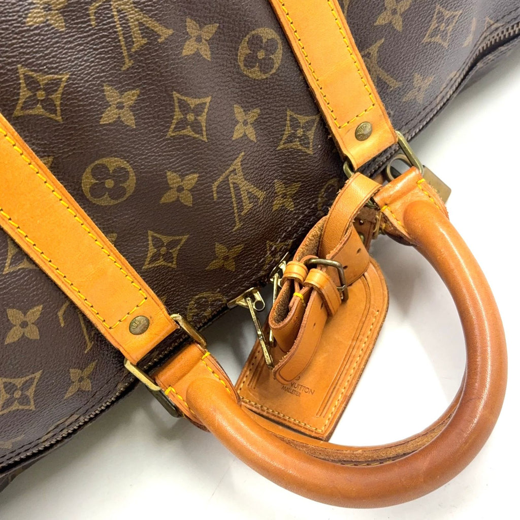 Louis Vuitton Keepall 55 Monogram Leather Brown Boston Bag Gold — view 8