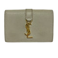 Saint Laurent Paris Trifold Wallet Origami Tiny Ivory Gold Leather