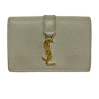 Saint Laurent Paris Trifold Wallet Origami Tiny Ivory Gold Leather