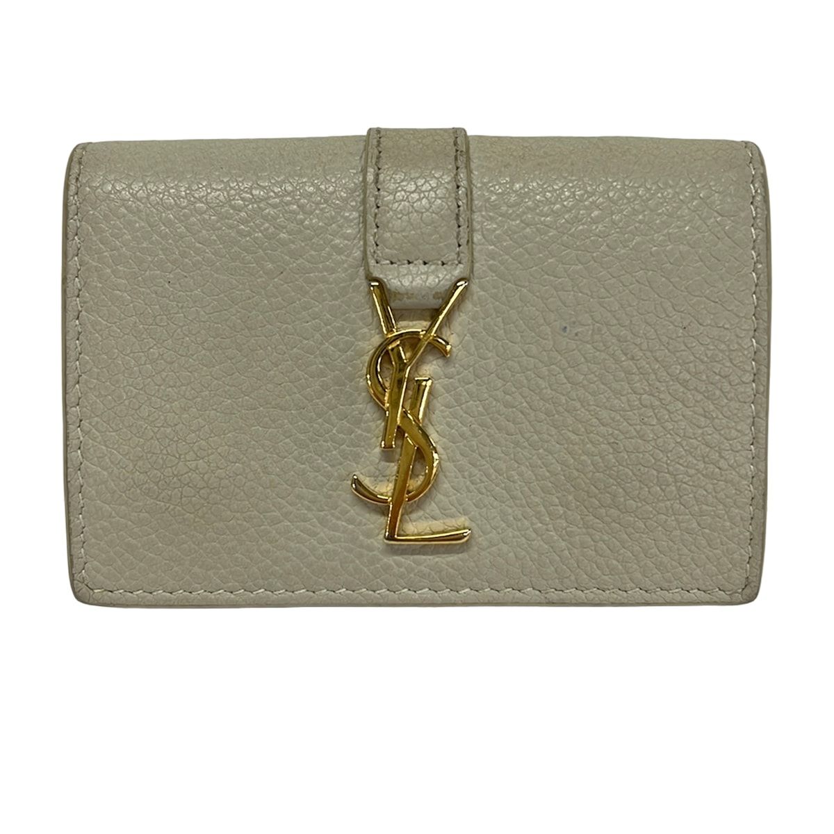 Saint Laurent Paris Trifold Wallet Origami Tiny Ivory Gold Leather
