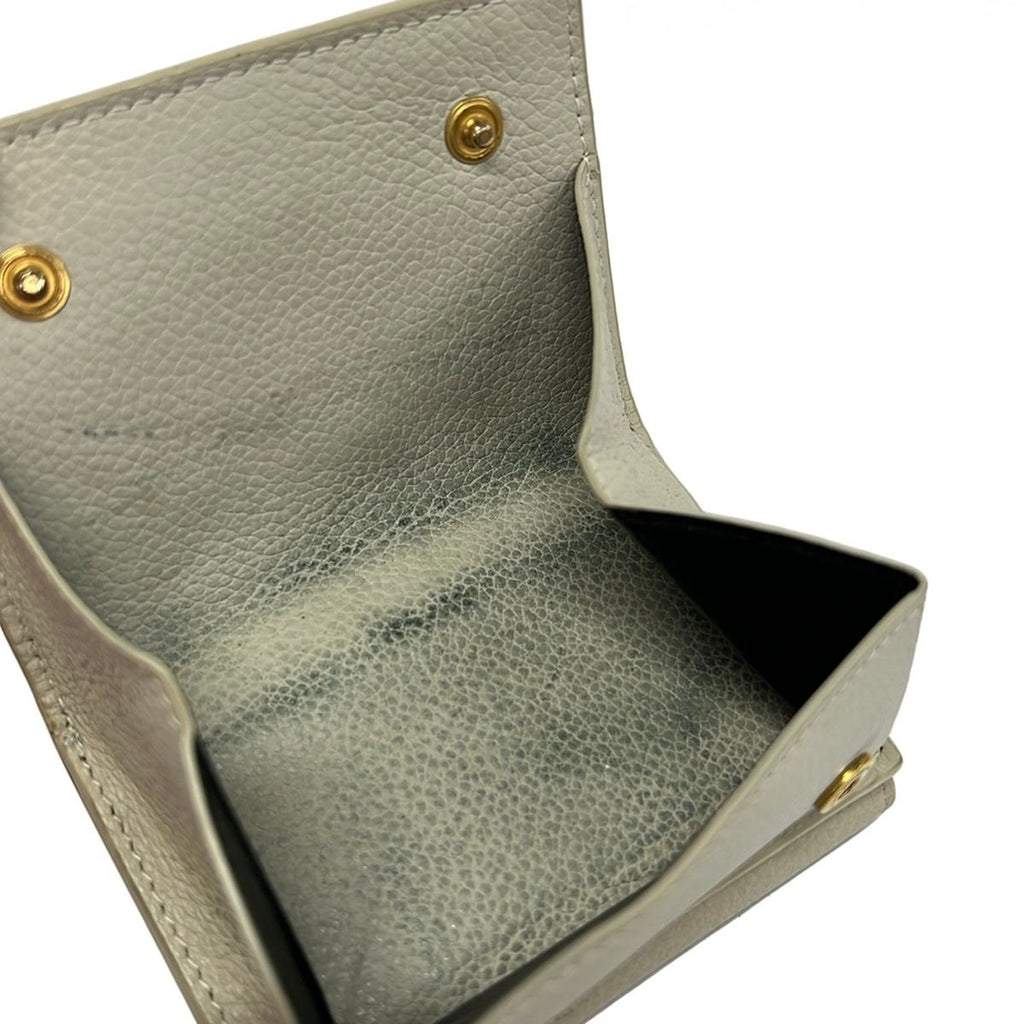 Saint Laurent Paris Trifold Wallet Origami Tiny Ivory Gold Leather — view 4