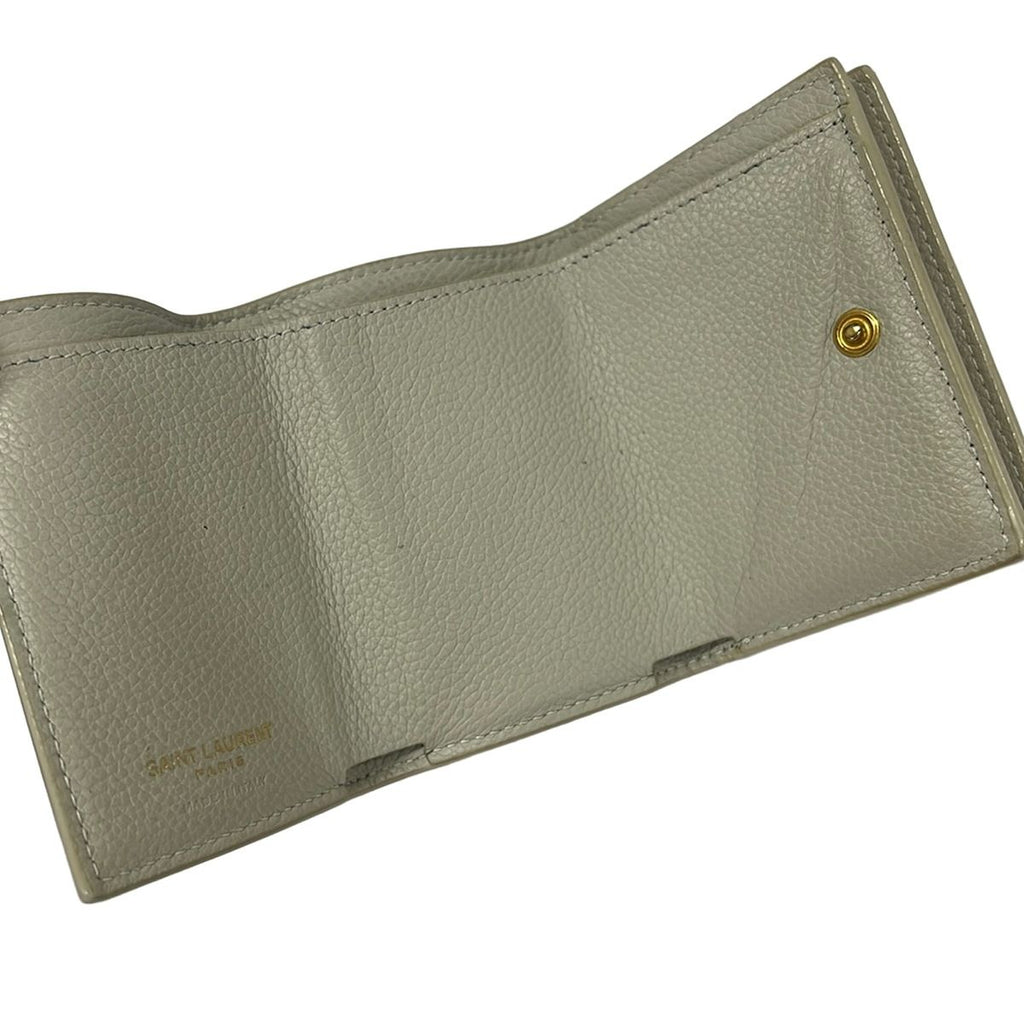Saint Laurent Paris Trifold Wallet Origami Tiny Ivory Gold Leather — view 3