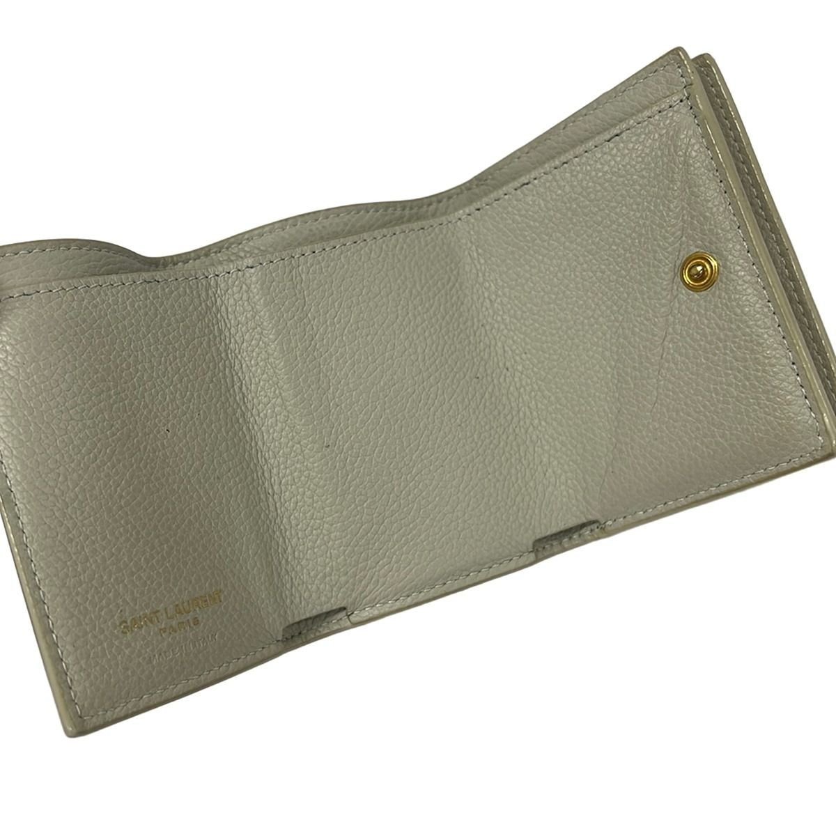 Saint Laurent Paris Trifold Wallet Origami Tiny Ivory Gold Leather — view 3