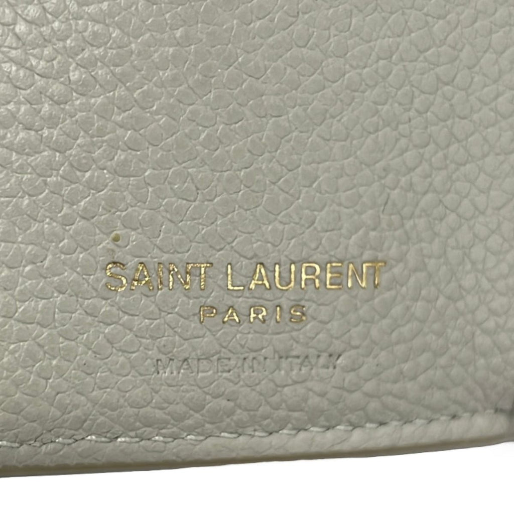 Saint Laurent Paris Trifold Wallet Origami Tiny Ivory Gold Leather — view 5