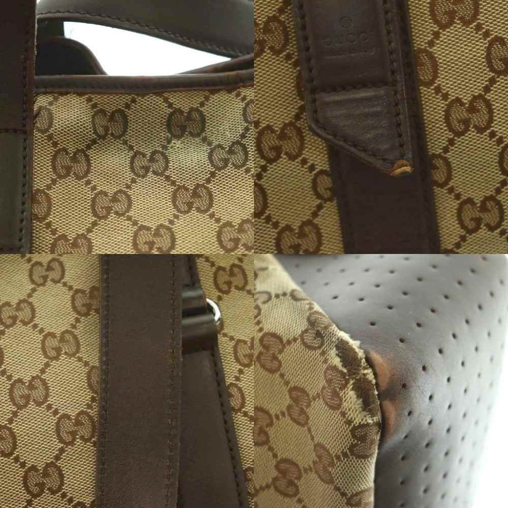 Gucci Tote Bag Canvas Leather GG Pattern Beige Brown — view 8