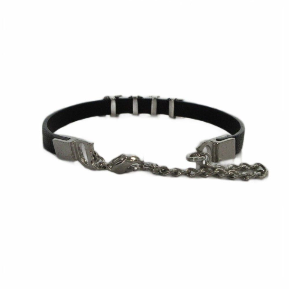 Dior Bracelet Bangle Leather Logo Black — view 4