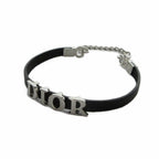 Dior Bracelet Bangle Leather Logo Black