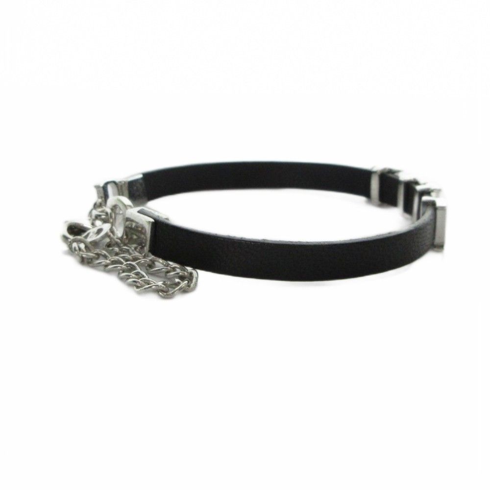 Dior Bracelet Bangle Leather Logo Black — view 5