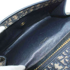 Dior Vintage Trotter Chain Shoulder Bag Gold Canvas Leather Navy Beige — view 6