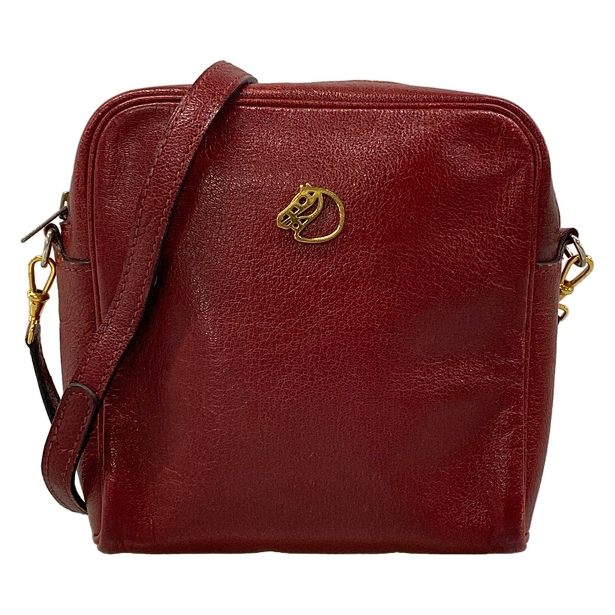 Hermes Shoulder Bag Red Gold Jockey Leather