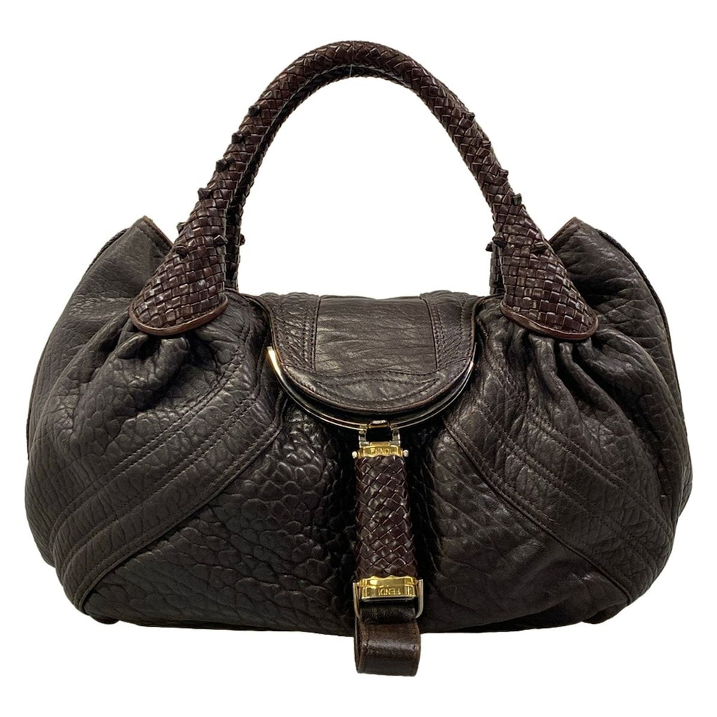 Fendi Handbag Spy Bag Dark Brown Leather