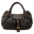 Fendi Handbag Spy Bag Dark Brown Leather