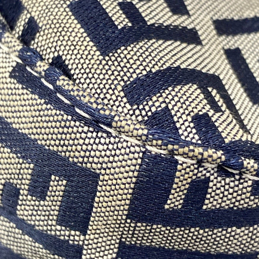 Fendi Handbag Zucchino Pattern White Dark Navy Leather — view 6