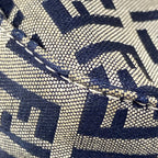 Fendi Handbag Zucchino Pattern White Dark Navy Leather — view 6