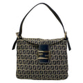 Fendi Handbag Zucchino Pattern White Dark Navy Leather