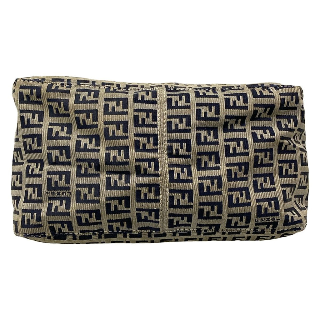 Fendi Handbag Zucchino Pattern White Dark Navy Leather — view 5
