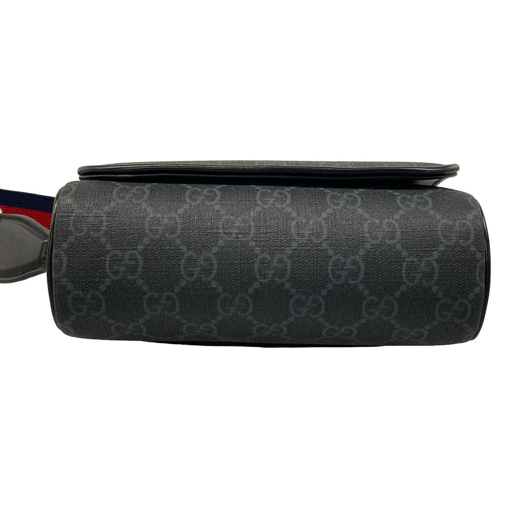 Gucci Shoulder Bag GG Plus Supreme Black Dark Gray Leather — view 5
