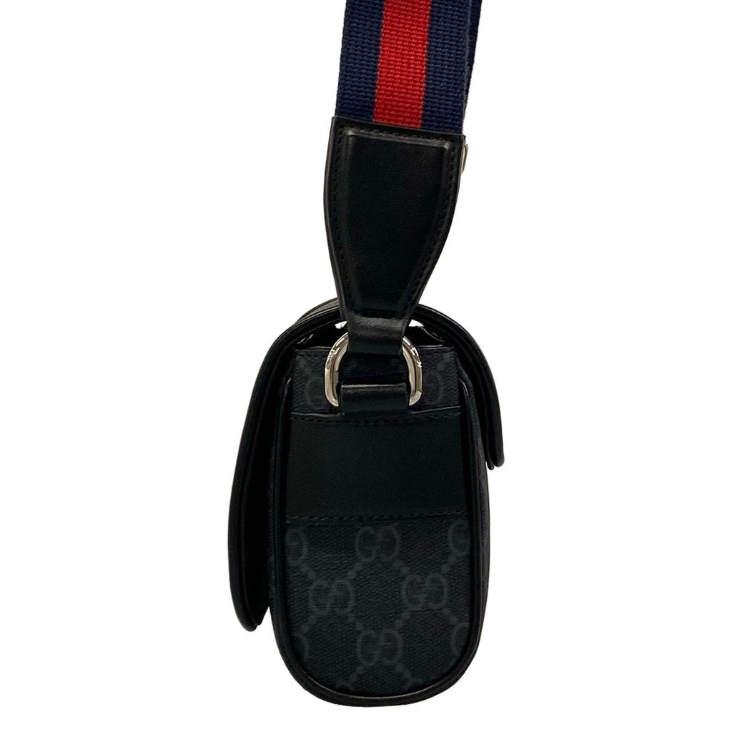 Gucci Shoulder Bag GG Plus Supreme Black Dark Gray Leather — view 4
