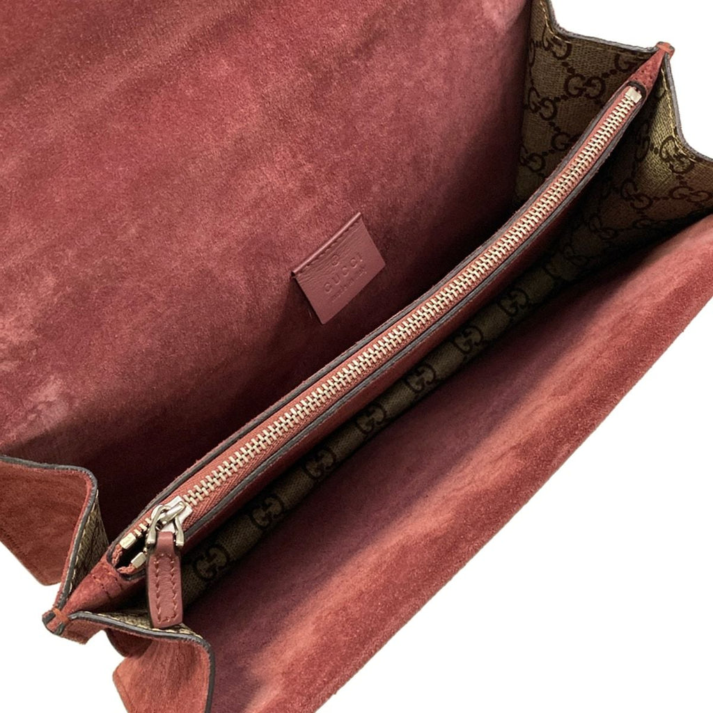 Gucci Shoulder Bag Dionysus Beige Dark Brown Red Chain — view 7