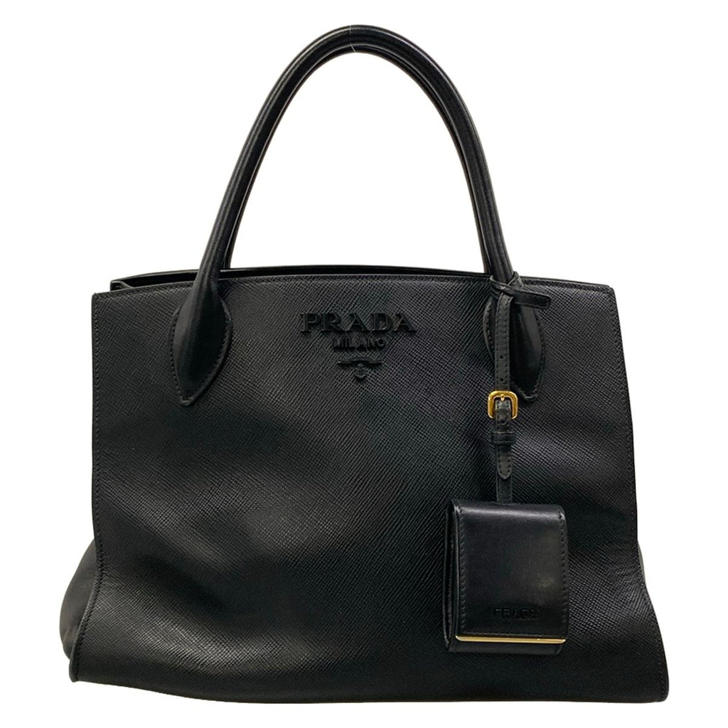 Prada Handbag Monochrome Bag Black Leather